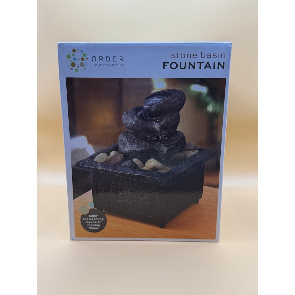 ORDER Home Collection Stone Basin Fountain Faux Slate Design Battery Operated